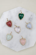 Load image into Gallery viewer, Yellow Gold Diamond and Pink Opal Chubby Heart Charm
