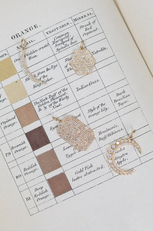 Large Yellow Gold and Diamond Moon Charm