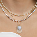 Load image into Gallery viewer, 14 Karat Yellow Gold Adjustable Moonstone Heart Tennis Necklace 8.50cts 16.00"
