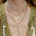 Load image into Gallery viewer, 14 Karat Yellow Gold and Diamond Feather Large Drop Necklace
