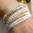Load image into Gallery viewer, 4mm Freshwater Pearl and 14 Karat White Gold Diamond Bar Beaded Bracelet
