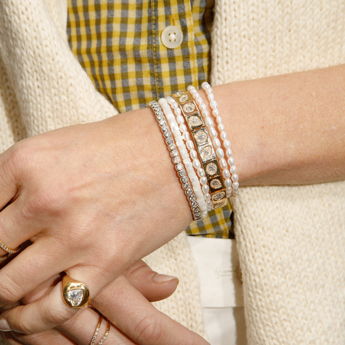 14 Karat Two Tone Multi Shape Diamond Bracelet