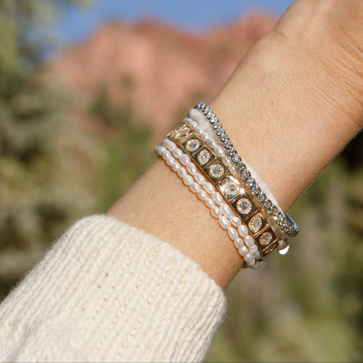 White Gold and Diamond Bezel Set Stretch Tennis Bracelet 4.00cts