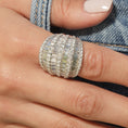 Load image into Gallery viewer, 18 Karat White Gold Nine Layer Baguette Barrel Ring
