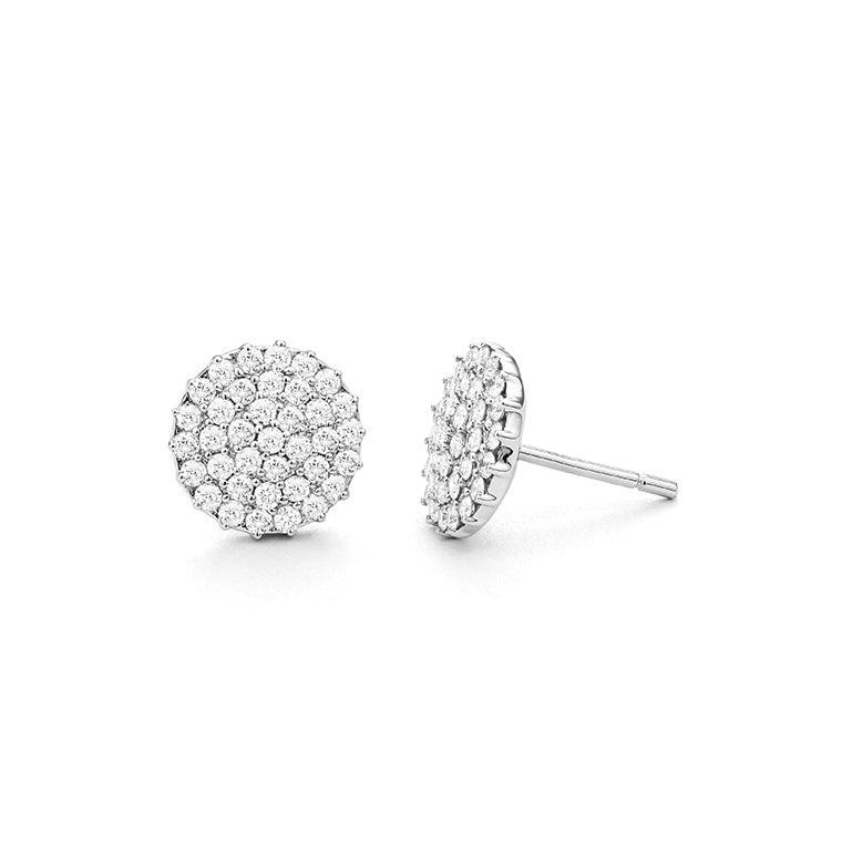 Pave Stud Circle Diamond Earrings