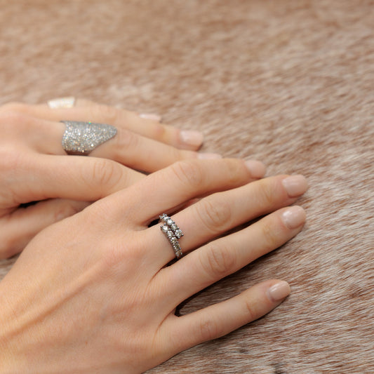 Sterling and Diamond Bypass Ring