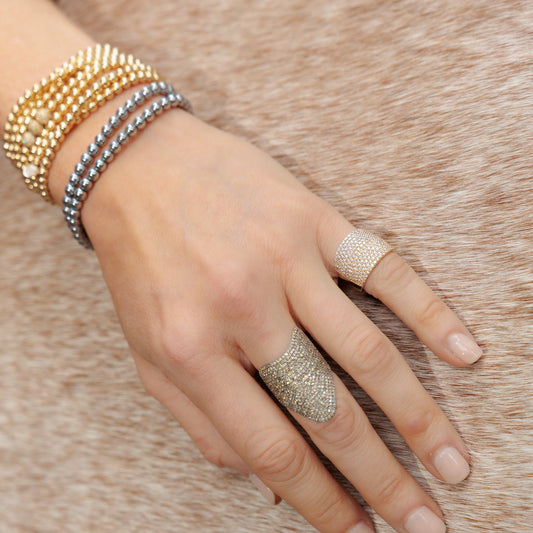 14 Karat Yellow Gold Diamond Cigar Band Pinky Ring