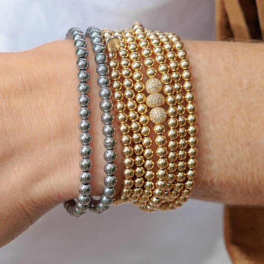 4mm Hematite Beaded Bracelet