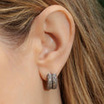 Load image into Gallery viewer, Sterling and Diamond Double Huggie Hoop
