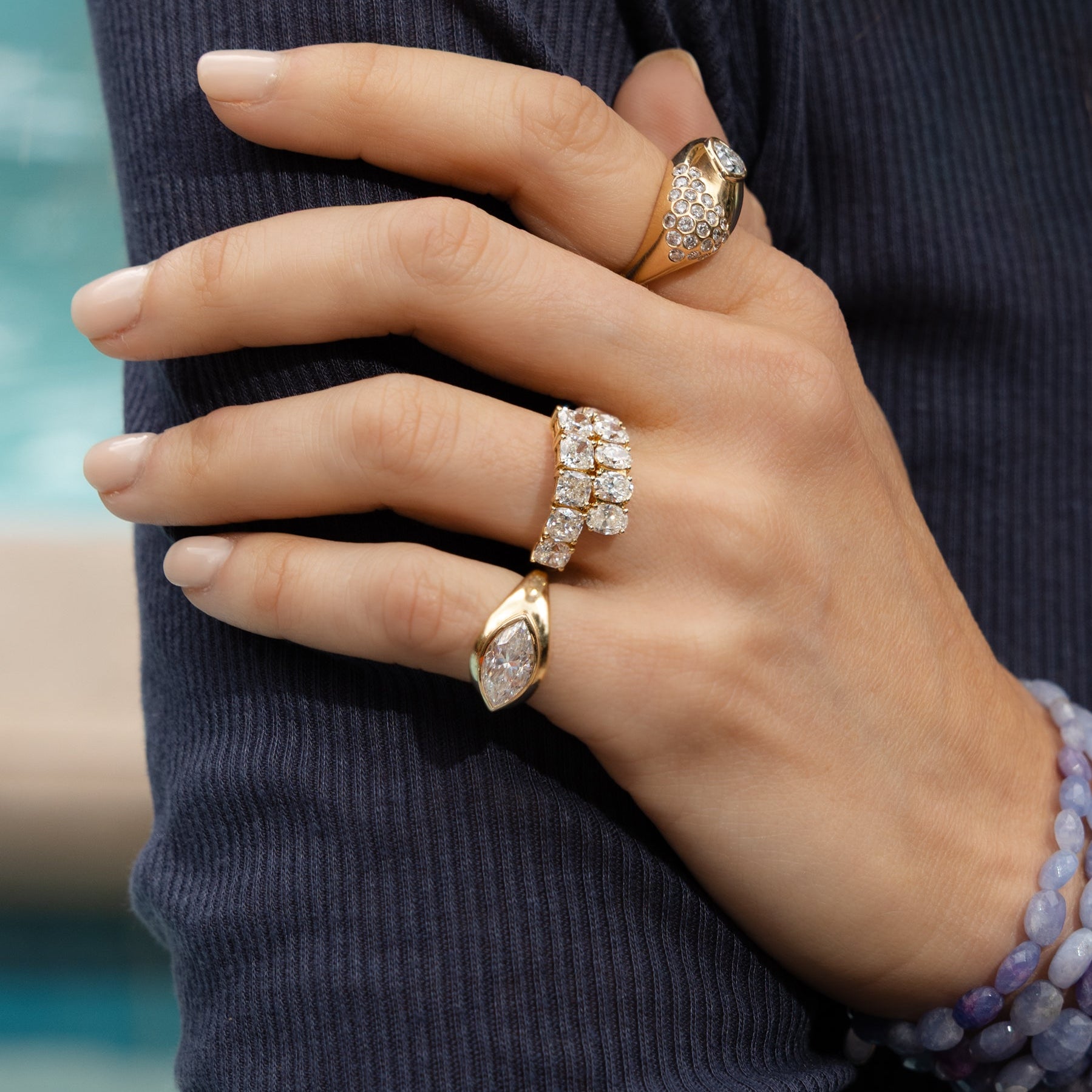 14 Karat Yellow Gold Speckle Heart Ring