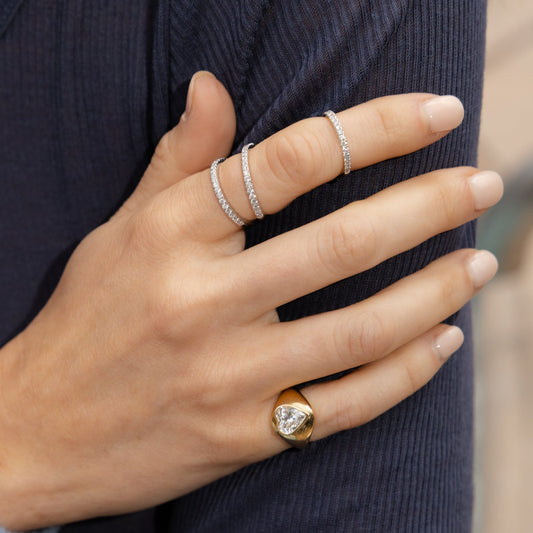 14 Karat Yellow Gold Moissanite Heart Signet Pinky Ring