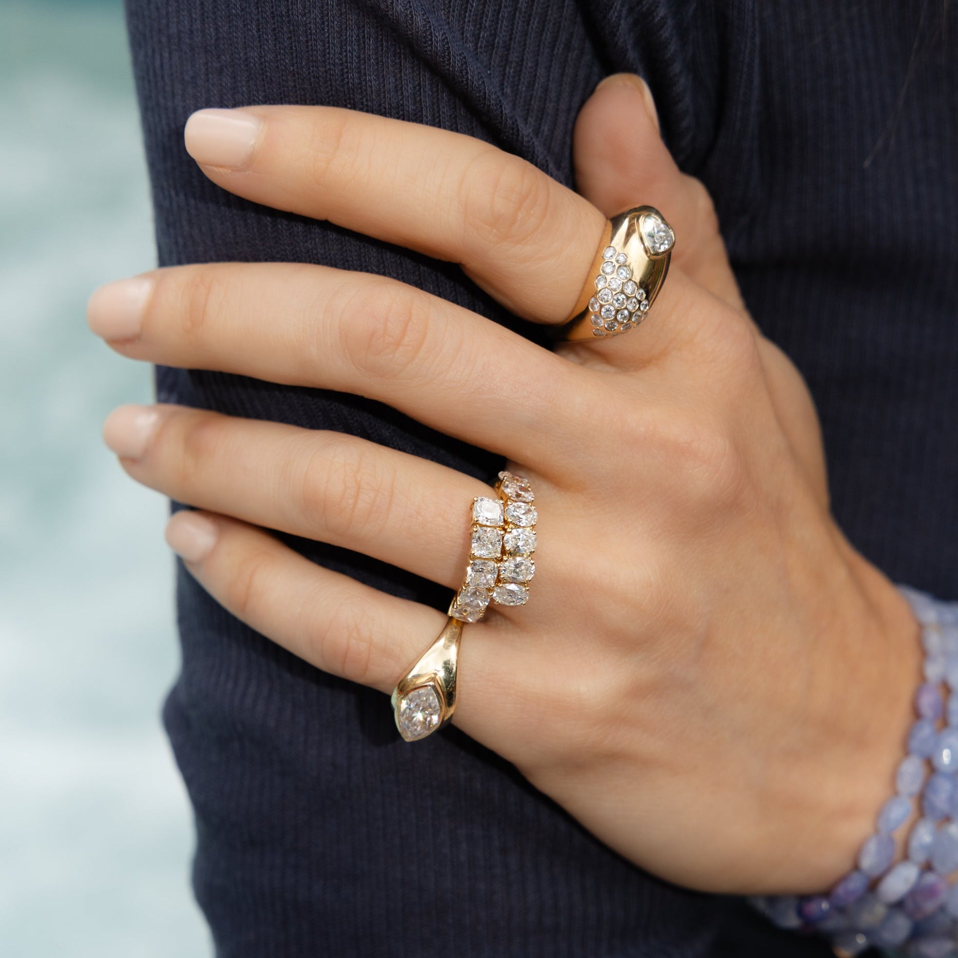 14 Karat Yellow Gold Speckle Heart Ring