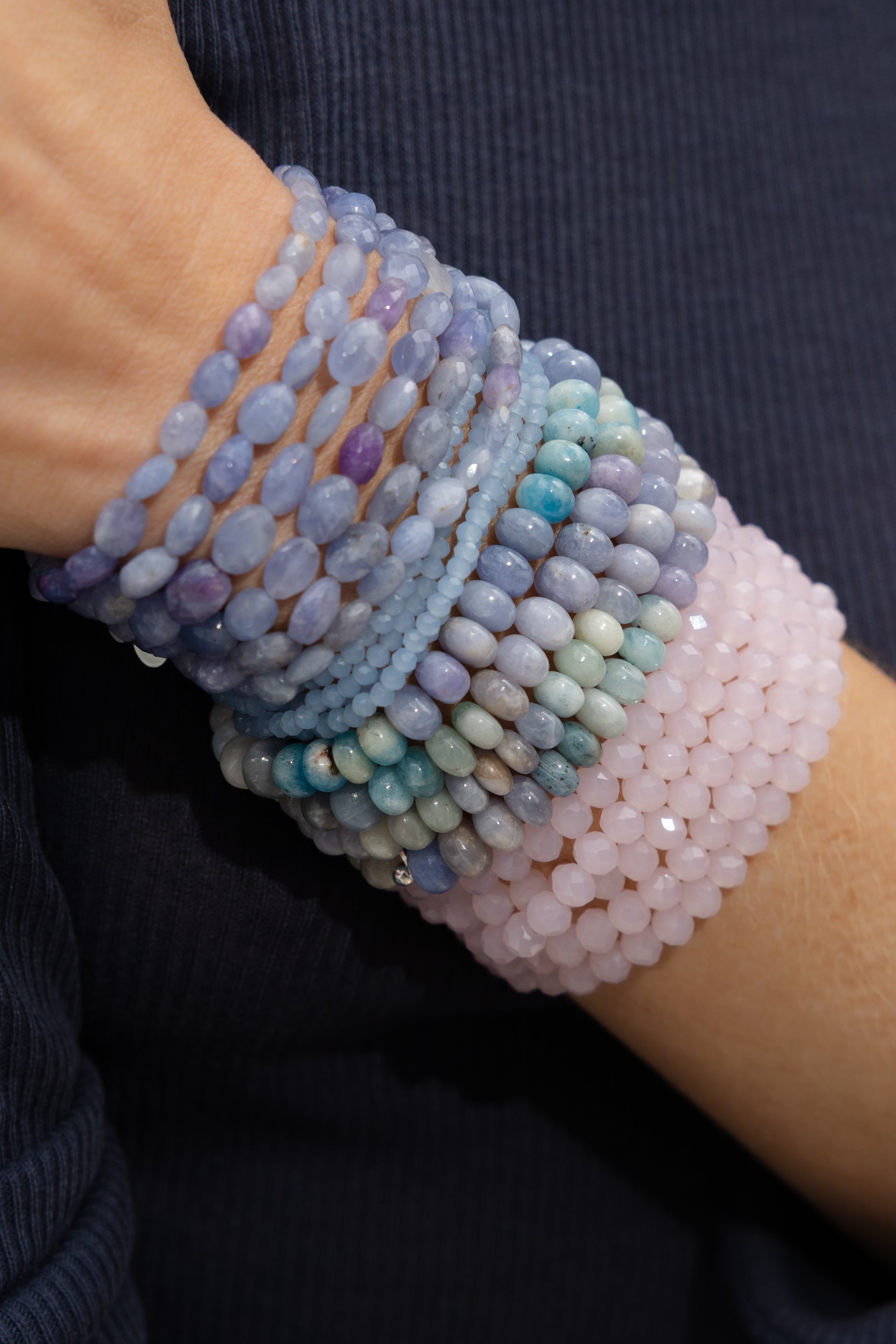 6mm Sheer Pink Crystal Beaded Bracelet