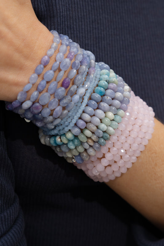 6mm Sheer Pink Crystal Beaded Bracelet