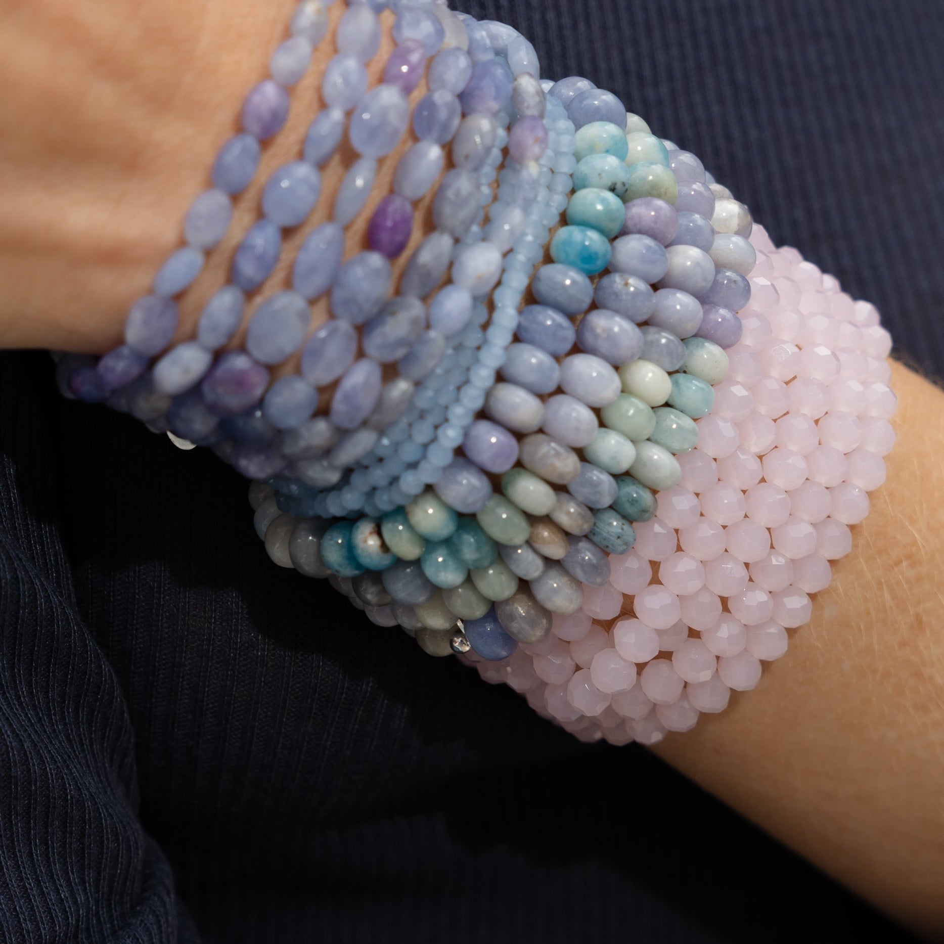 6mm Sheer Pink Crystal Beaded Bracelet