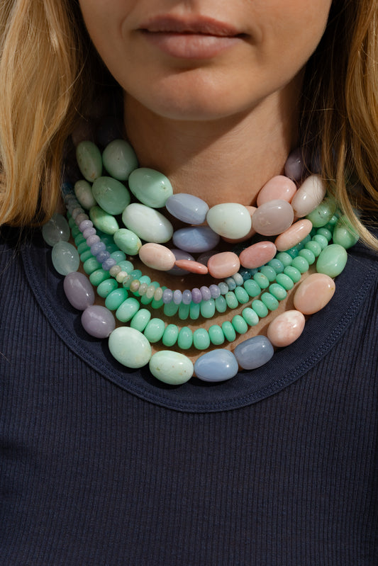 Hackmanite Adjustable Beaded Necklace 15"-17"