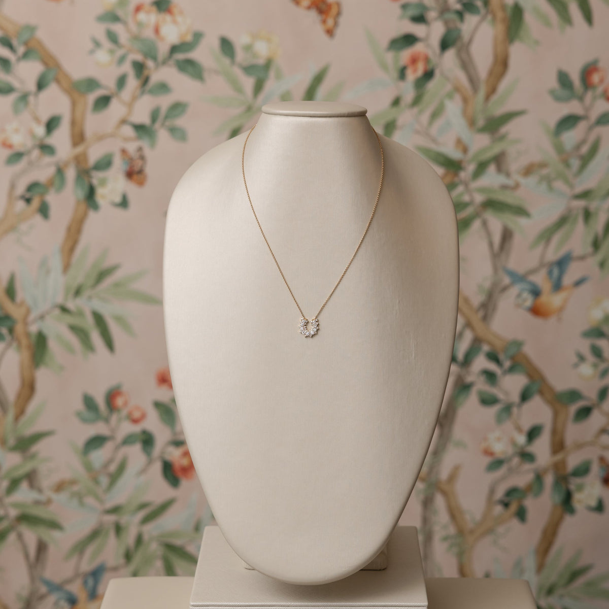 14K Moissanite Horseshoe Pendant Necklace