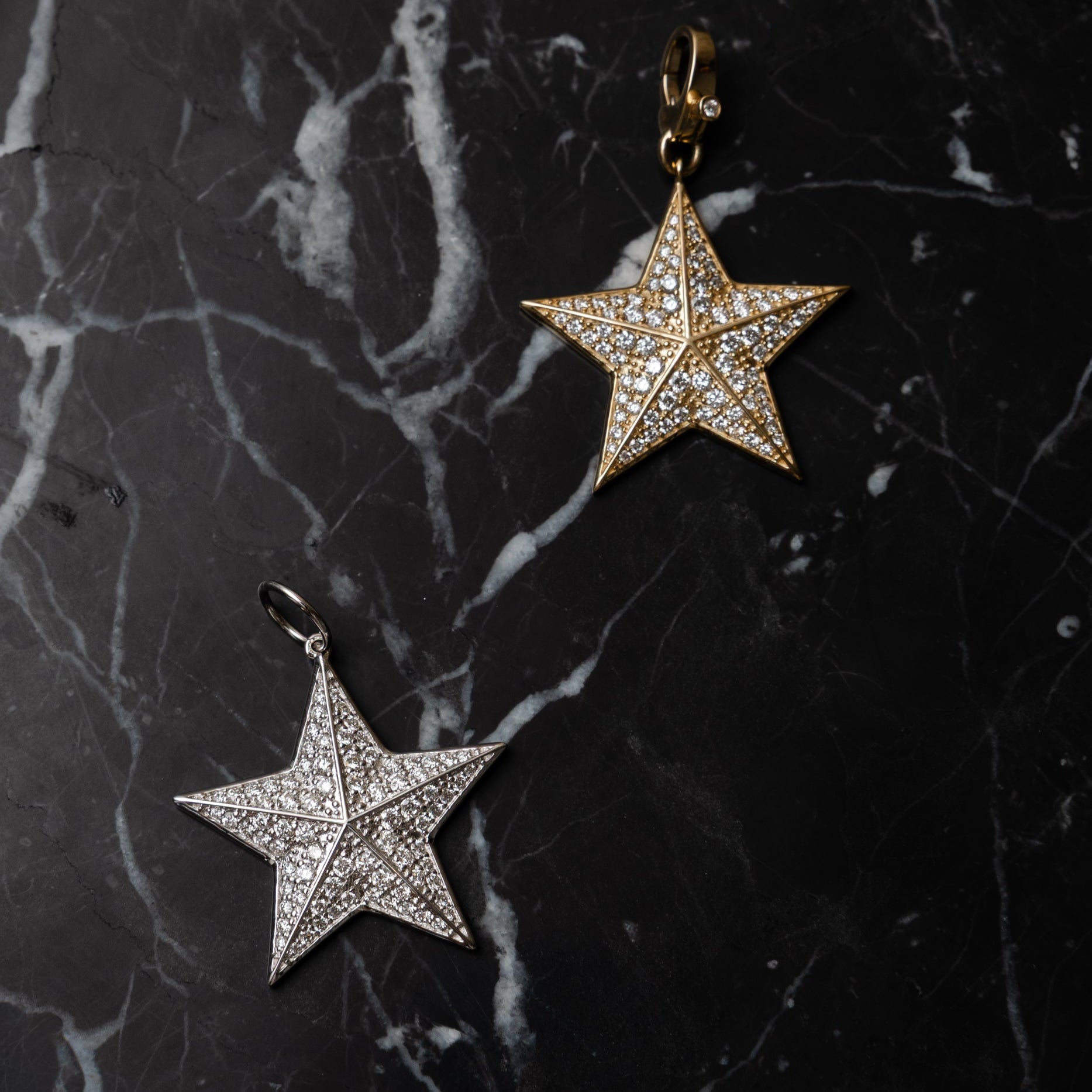 14 Karat White Gold and Diamond Jumbo Star Slide Charm