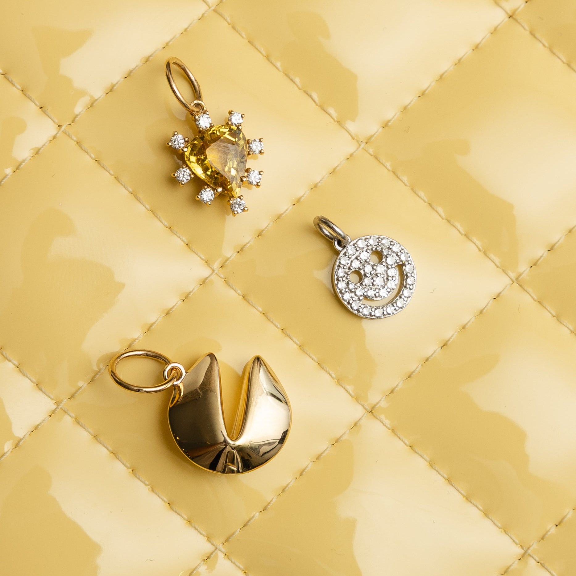 14 Karat Yellow Gold and Diamond Citrine Slide Charm