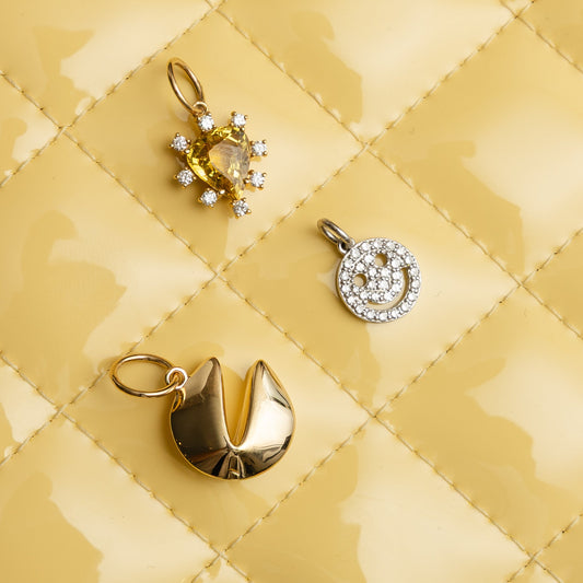 14 Karat Yellow Gold and Diamond Citrine Slide Charm