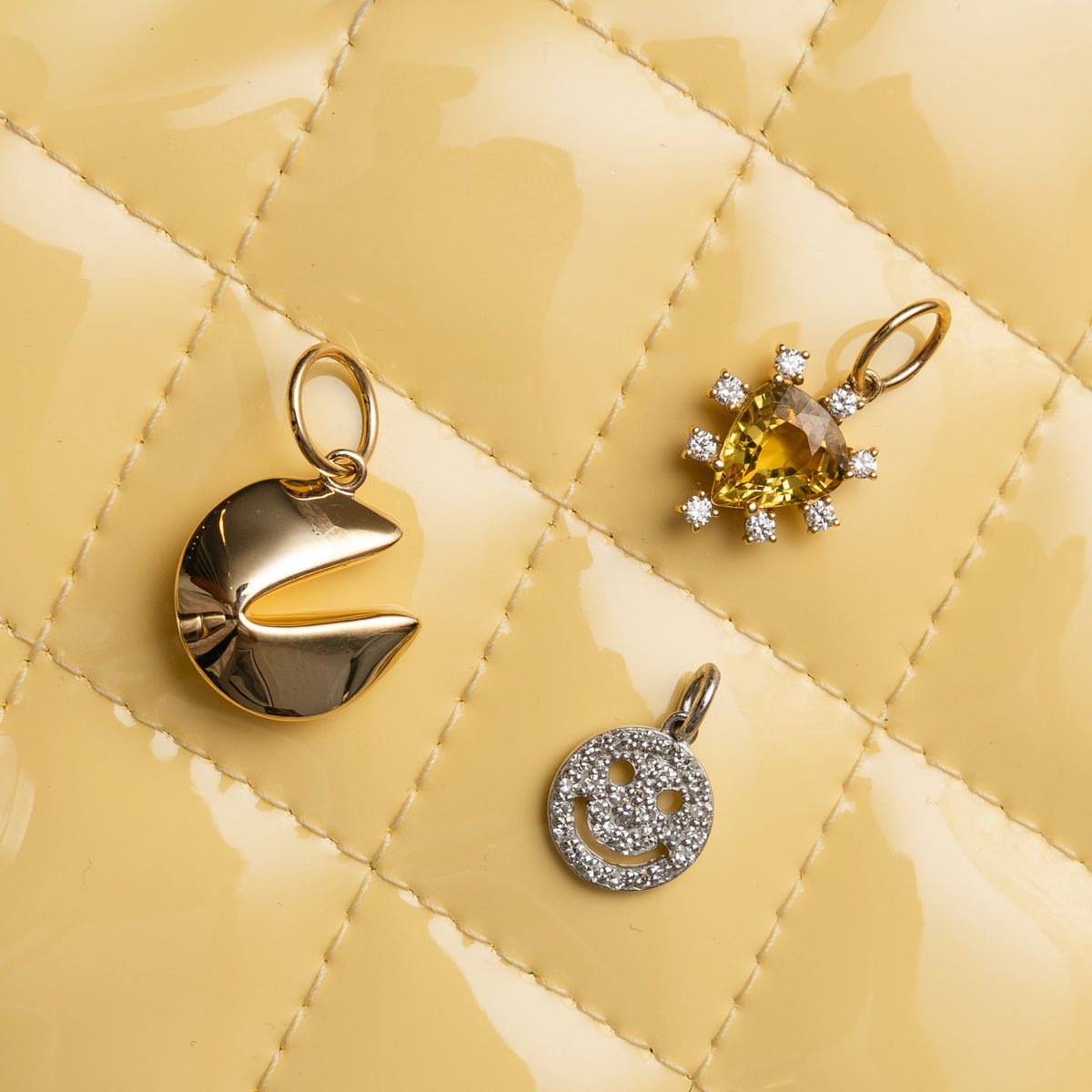 14 Karat White Gold and Smiley Slide Charm