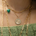 Load image into Gallery viewer, Yellow Gold Diamond and Emerald Fluted Coin Pendant
