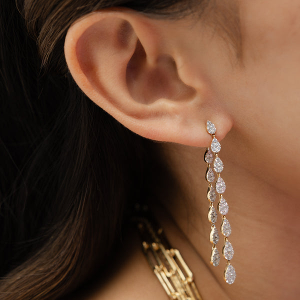 18 Karat Yellow Gold and Diamond Convertible Drop Earrings