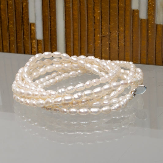 3mm Freshwater Pearl Seven Wrap Beaded Bracelet