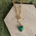 Load image into Gallery viewer, Yellow Gold Diamond and Malachite Chubby Heart Charm
