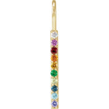 14 Karat Yellow Gold and Rainbow Gemstone Single Line Pendant