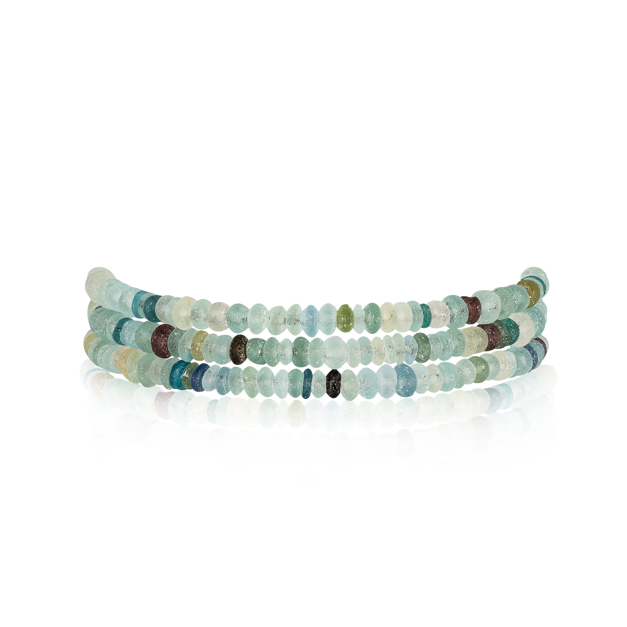 2mm Vintage Roman Glass Triple Stack Beaded Bracelet
