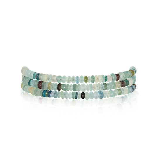 2mm Vintage Roman Glass Triple Stack Beaded Bracelet