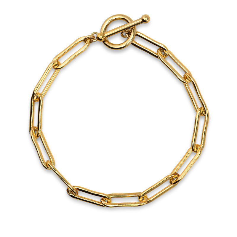 Yellow Gold Filled Chain Toggle Clasp Bracelet