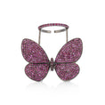 Load image into Gallery viewer, Black Rhodium Silver and Pink Sapphire Fluttering Butterfly Ring

