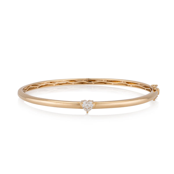 14 Karat Heart Shape Diamond Hinge Bracelet
