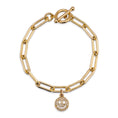Load image into Gallery viewer, Yellow Gold Filled Chain and Diamond Smiley Face Bracelet
