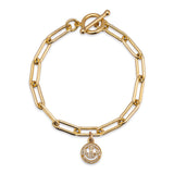 Yellow Gold Filled Chain and Diamond Smiley Face Bracelet