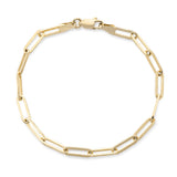 14 Karat Yellow Gold Solid Thick Paperclip Chain Bracelet