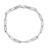 14 Karat White Gold Solid Thick Paperclip Chain Bracelet