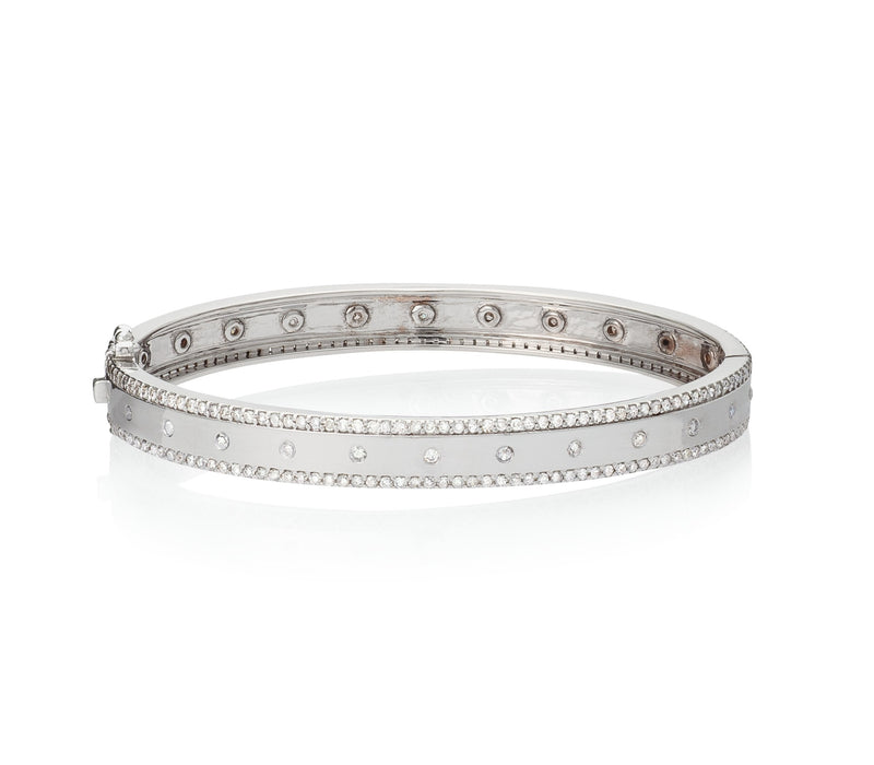 White Gold and Diamond High Polished Blake Bracelet