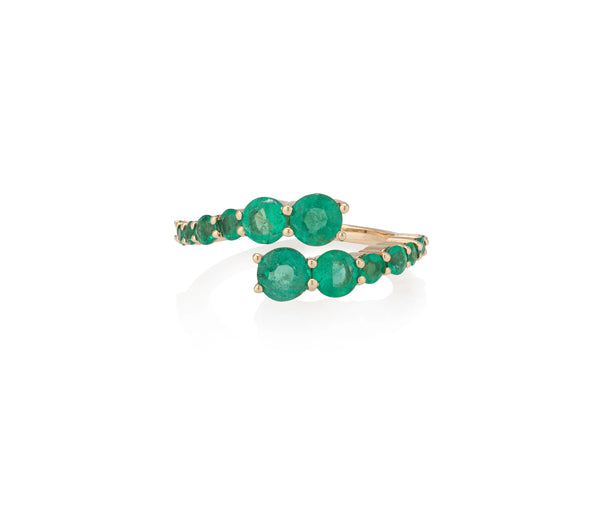 14 Karat Gold Emerald Bypass Ring