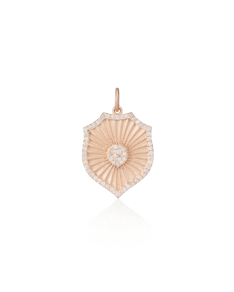 Yellow Gold and Diamond Fluted Diamond Metal Pendant Charm
