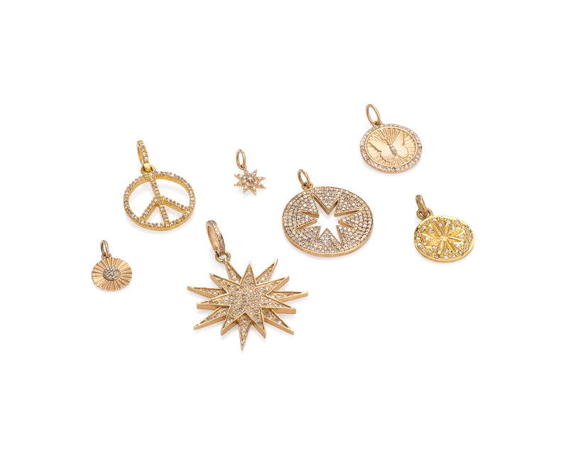 Yellow Gold Diamond Mini Scalloped Charm