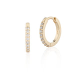 Small Gold Diamond Huggie 12.5mm