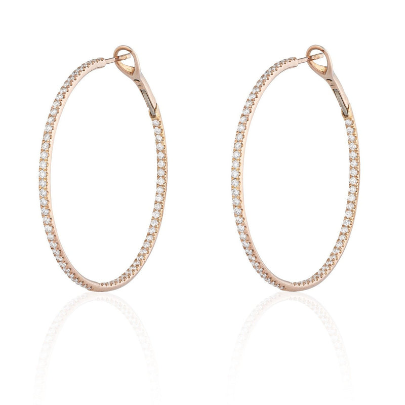 Rose Gold Inside-Out Diamond Hoop Earrings