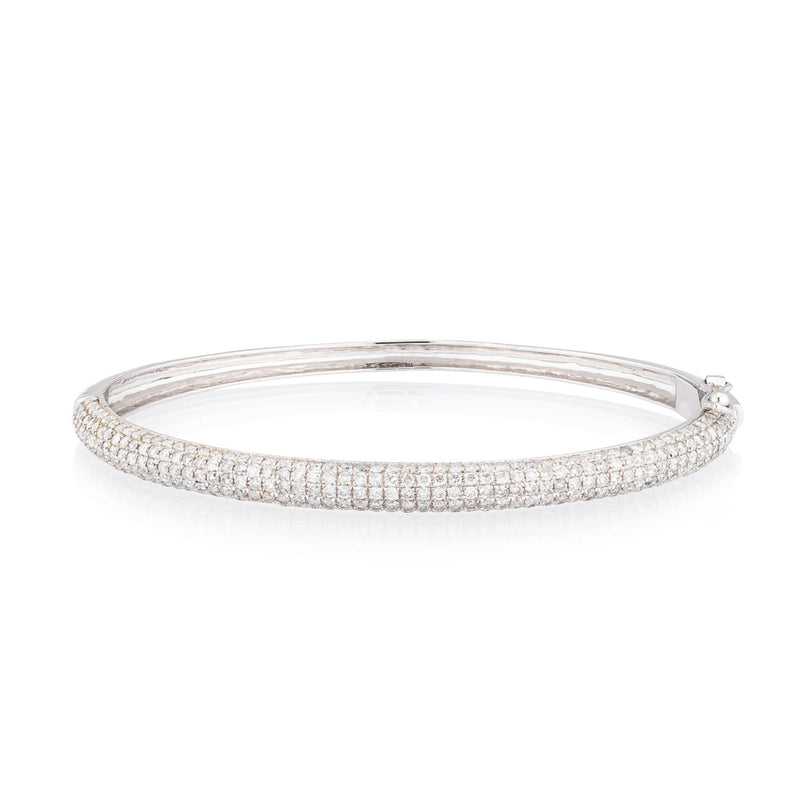 White Gold and Diamond Curved Cuff Bracelet
