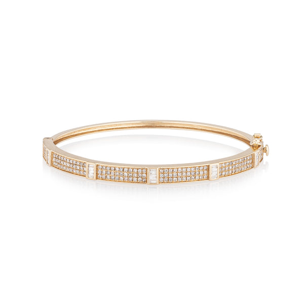 Yellow Gold and Diamond Vertical Art Deco Cuff Bracelet