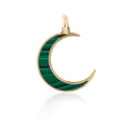Load image into Gallery viewer, Yellow Gold and Malachite Moon Pendant
