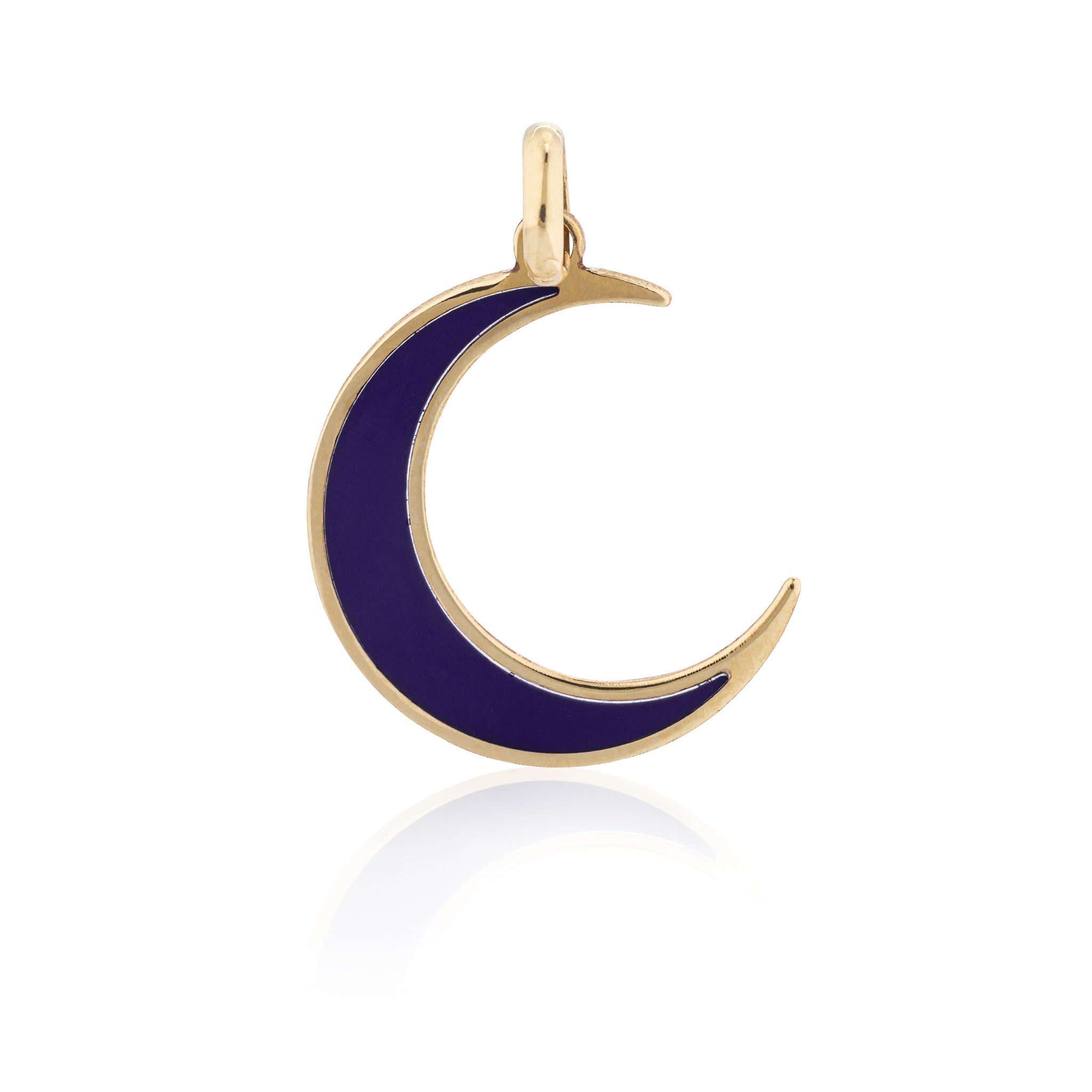 Yellow Gold and Lapis Moon Pendant