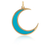 Yellow Gold and Turquoise Moon Pendant